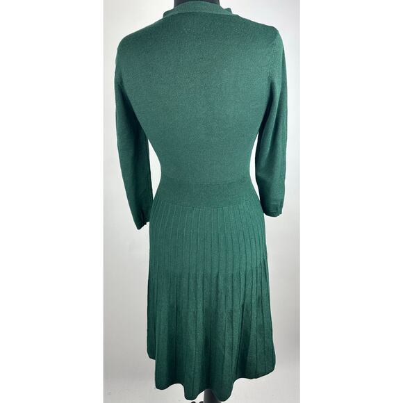 Nanette Lepore Size XL 14 16 Green Pleated Midi Dress Holiday Festive Christmas - Picture 4 of 11